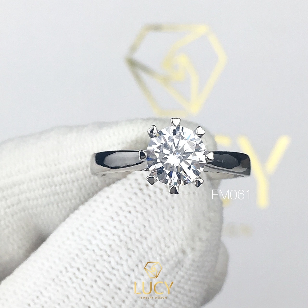 EM061 Nhẫn nữ vàng, nhẫn ổ kim cương 6.3mm 6.5mm, nhẫn nữ thiết kế, nhẫn cầu hôn, nhẫn đính hôn - Lucy Jewelry