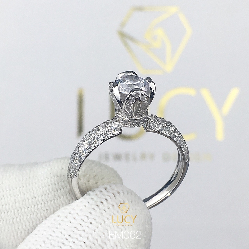 EM062 Nhẫn nữ vàng, nhẫn ổ kim cương 5.4mm 5.5mm, nhẫn nữ thiết kế, nhẫn cầu hôn, nhẫn đính hôn - Lucy Jewelry