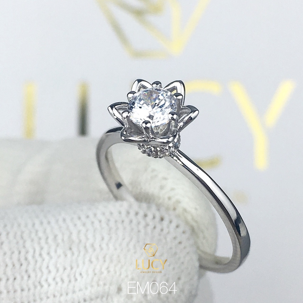 EM064 Nhẫn nữ vàng, nhẫn ổ kim cương 4.5mm, nhẫn nữ thiết kế, nhẫn cầu hôn, nhẫn đính hôn - Lucy Jewelry