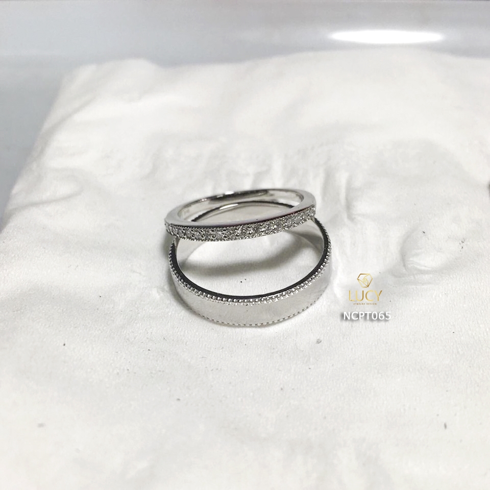 NCPT065 Nhẫn cưới bạch kim cao cấp Platinum 90% PT900 - Lucy Jewelry