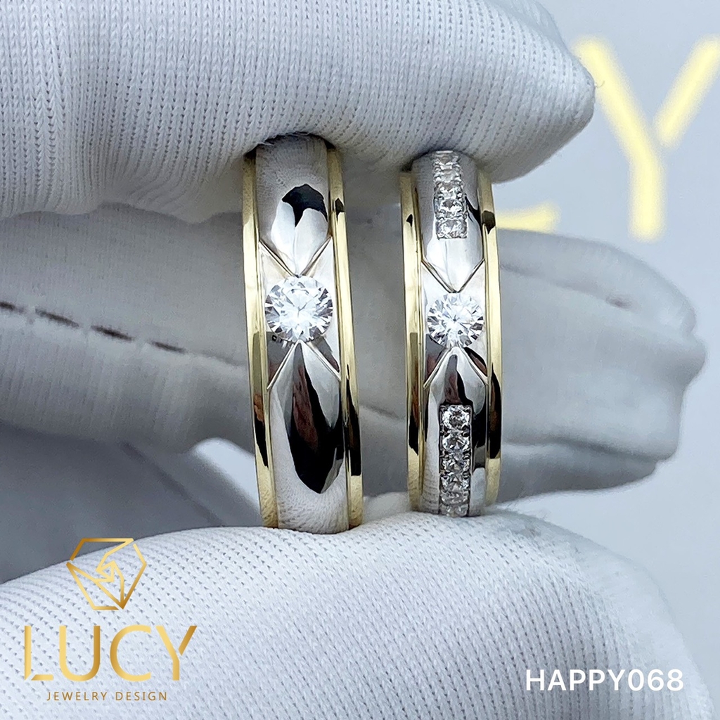 HAPPY068 Nhẫn cưới thiết kế vàng ghép 2 màu - Lucy Jewelry - Nhẫn cưới đẹp