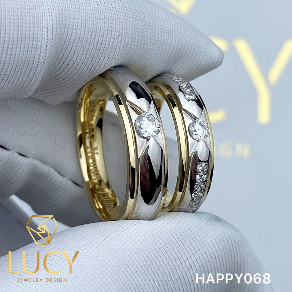 HAPPY068 Nhẫn cưới thiết kế vàng ghép 2 màu - Lucy Jewelry - Nhẫn cưới đẹp