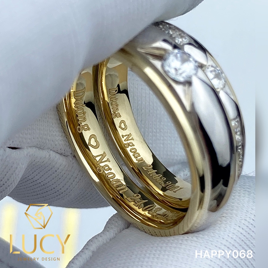 HAPPY068 Nhẫn cưới thiết kế vàng ghép 2 màu - Lucy Jewelry - Nhẫn cưới đẹp