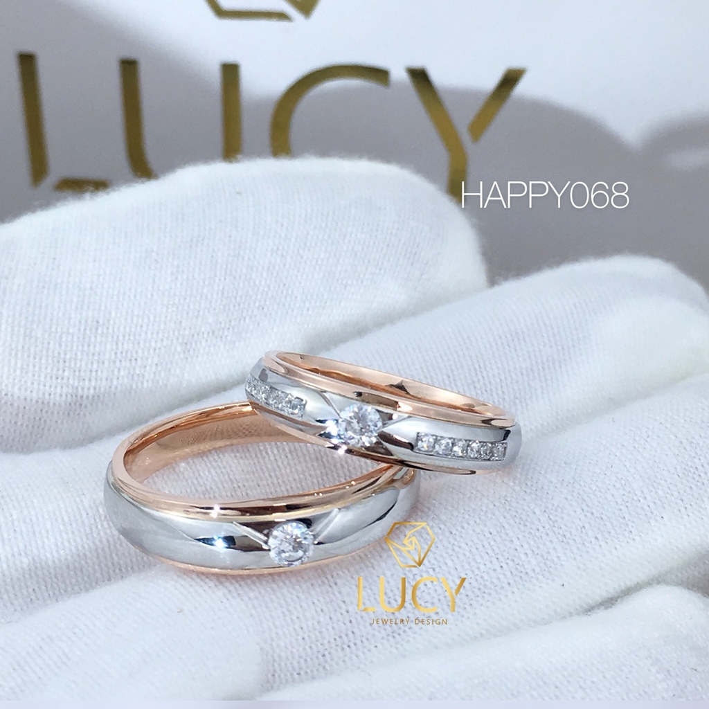 HAPPY068 Nhẫn cưới thiết kế vàng ghép 2 màu - Lucy Jewelry - Nhẫn cưới đẹp