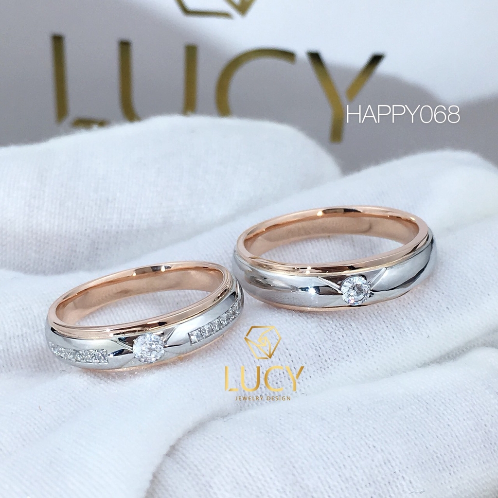 HAPPY068 Nhẫn cưới thiết kế vàng ghép 2 màu - Lucy Jewelry - Nhẫn cưới đẹp