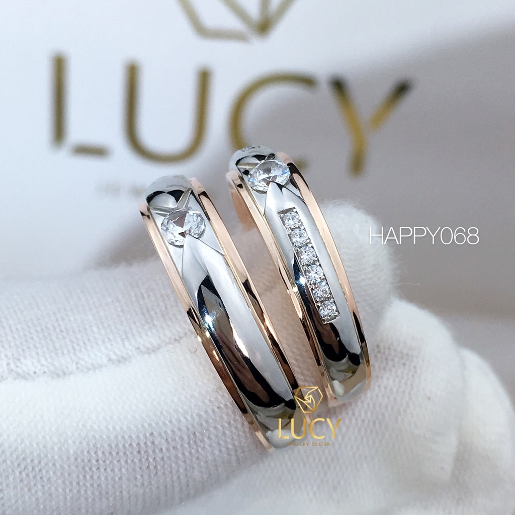 HAPPY068 Nhẫn cưới thiết kế vàng ghép 2 màu - Lucy Jewelry - Nhẫn cưới đẹp