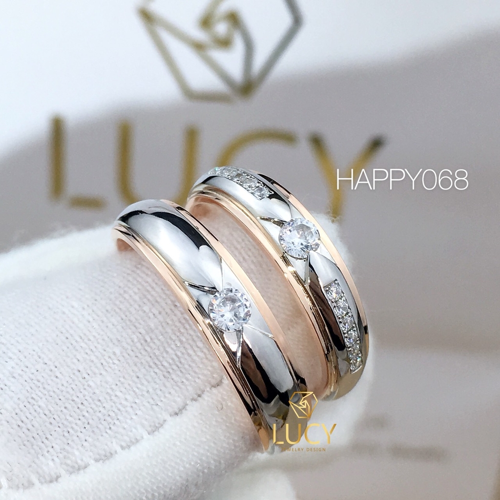 HAPPY068 Nhẫn cưới thiết kế vàng ghép 2 màu - Lucy Jewelry - Nhẫn cưới đẹp