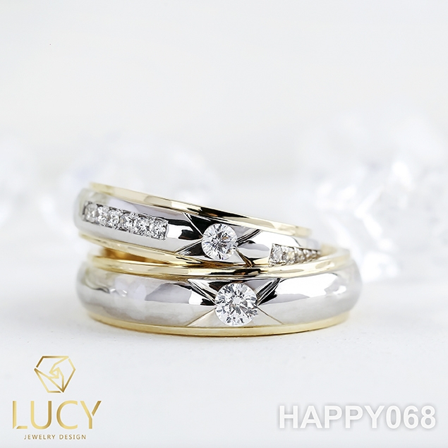 HAPPY068 Nhẫn cưới thiết kế vàng ghép 2 màu - Lucy Jewelry - Nhẫn cưới đẹp
