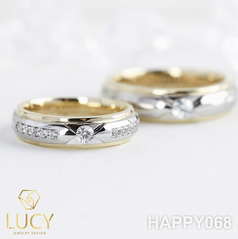 HAPPY068 Nhẫn cưới thiết kế vàng ghép 2 màu - Lucy Jewelry - Nhẫn cưới đẹp