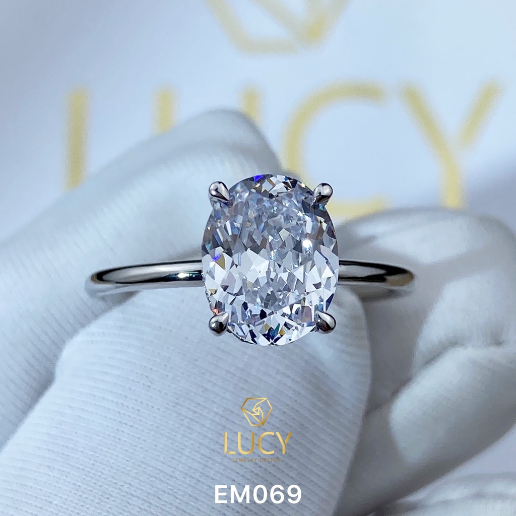 EM069 Nhẫn nữ vàng, nhẫn ổ kim cương oval 2carat 7*9mm, nhẫn nữ thiết kế, nhẫn cầu hôn, nhẫn đính hôn - Lucy Jewelry