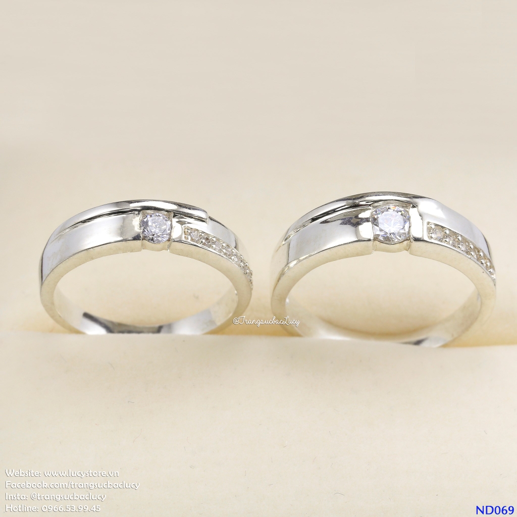 Nhẫn đôi nhẫn cặp bạc Lucy - ND069