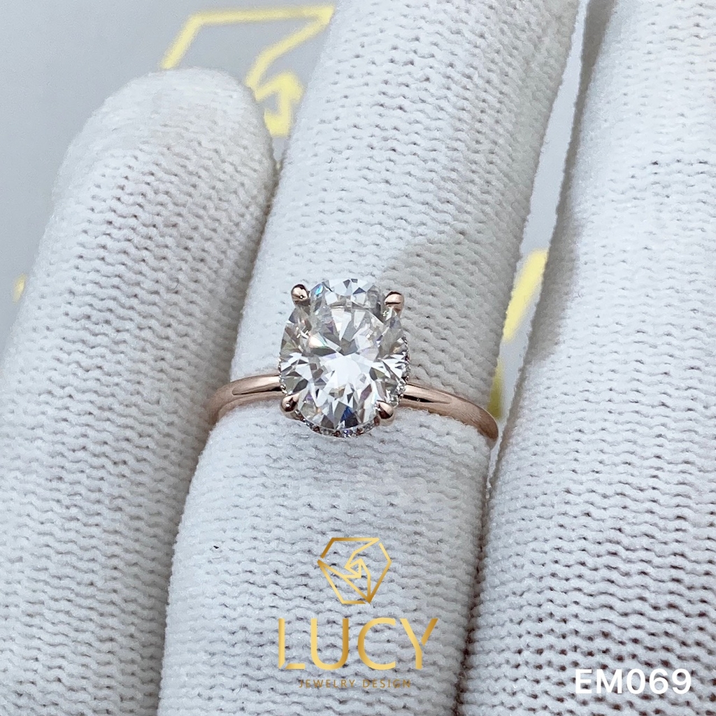 EM069 Nhẫn nữ vàng, nhẫn ổ kim cương oval 2carat 7*9mm, nhẫn nữ thiết kế, nhẫn cầu hôn, nhẫn đính hôn - Lucy Jewelry