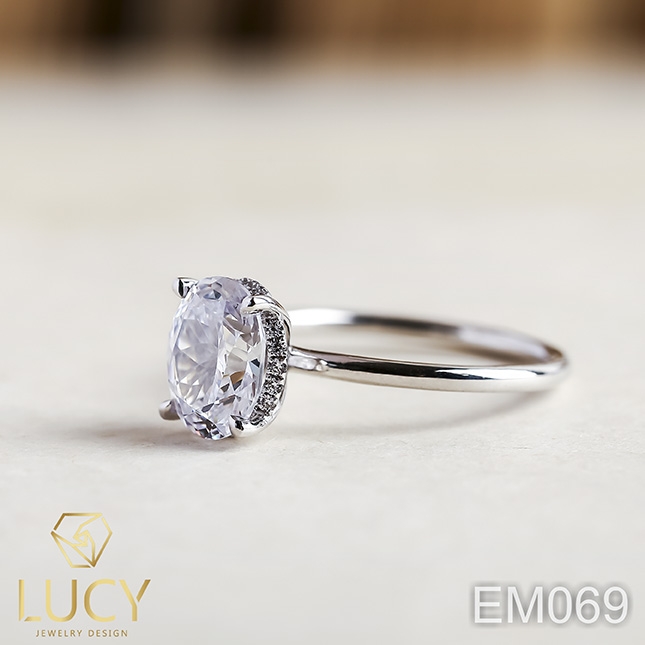 EM069 Nhẫn nữ vàng, nhẫn ổ kim cương oval 2carat 7*9mm, nhẫn nữ thiết kế, nhẫn cầu hôn, nhẫn đính hôn - Lucy Jewelry