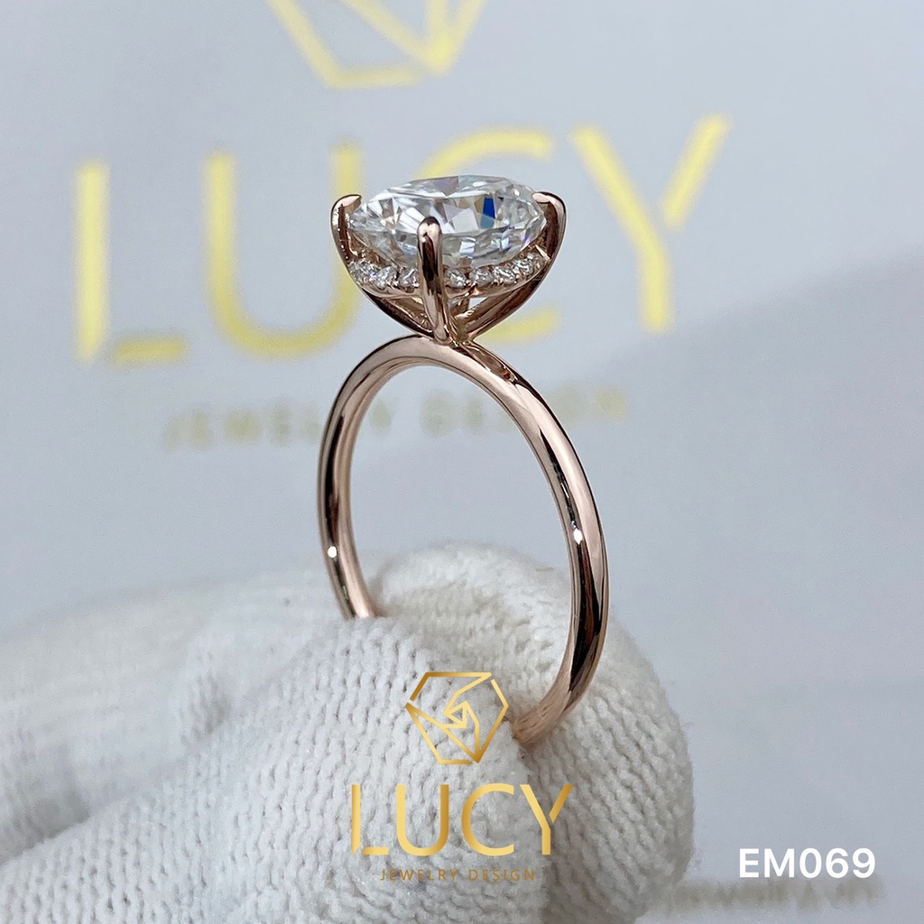 EM069 Nhẫn nữ vàng, nhẫn ổ kim cương oval 2carat 7*9mm, nhẫn nữ thiết kế, nhẫn cầu hôn, nhẫn đính hôn - Lucy Jewelry