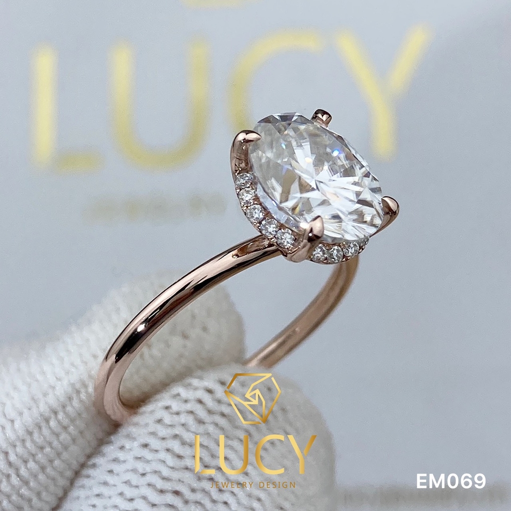 EM069 Nhẫn nữ vàng, nhẫn ổ kim cương oval 2carat 7*9mm, nhẫn nữ thiết kế, nhẫn cầu hôn, nhẫn đính hôn - Lucy Jewelry