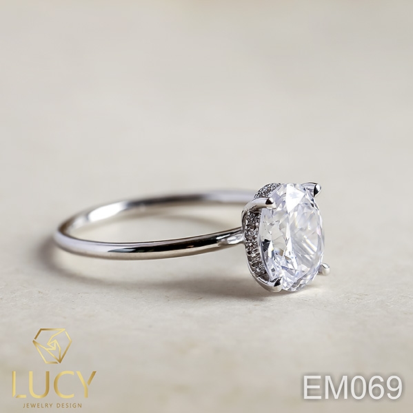 EM069 Nhẫn nữ vàng, nhẫn ổ kim cương oval 2carat 7*9mm, nhẫn nữ thiết kế, nhẫn cầu hôn, nhẫn đính hôn - Lucy Jewelry