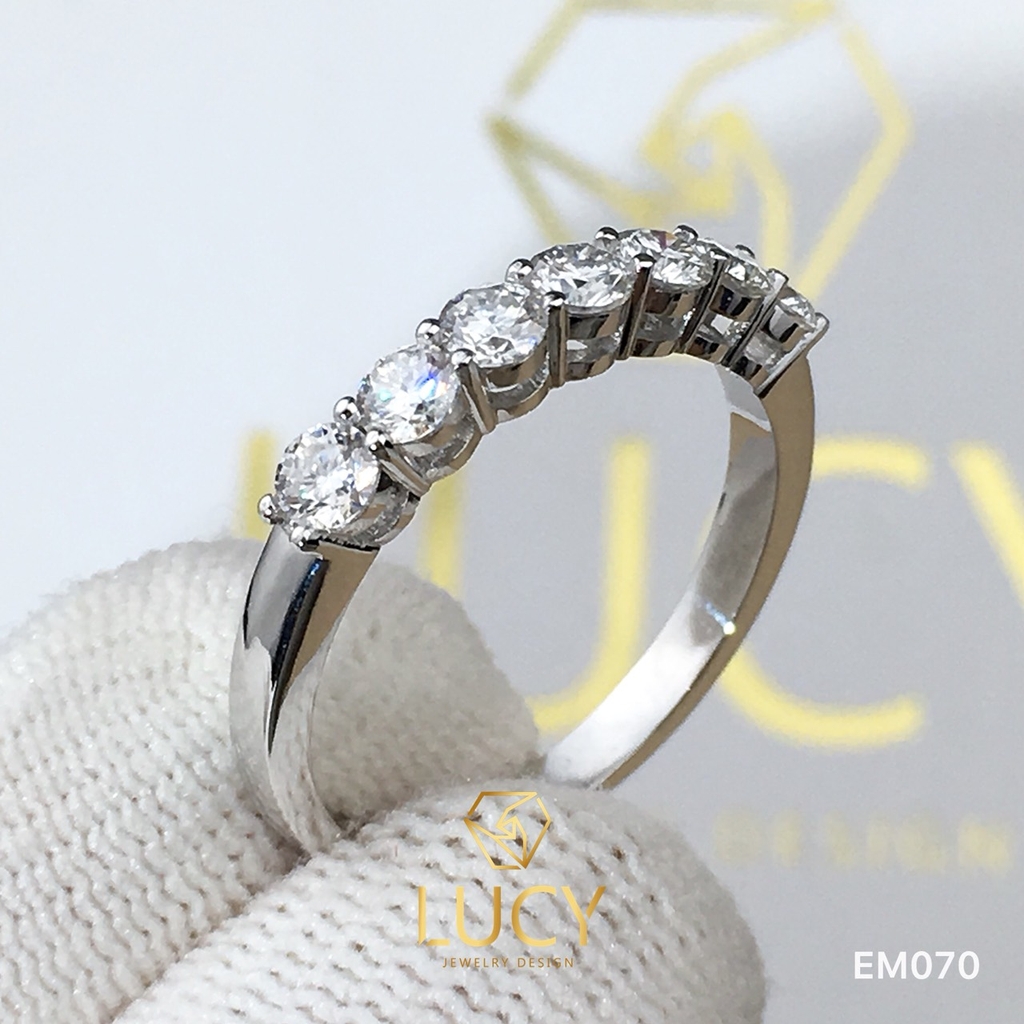 EM070 Nhẫn nữ vàng, nhẫn kết ngang 7 viên 3mm, nhẫn nữ thiết kế - Lucy Jewelry