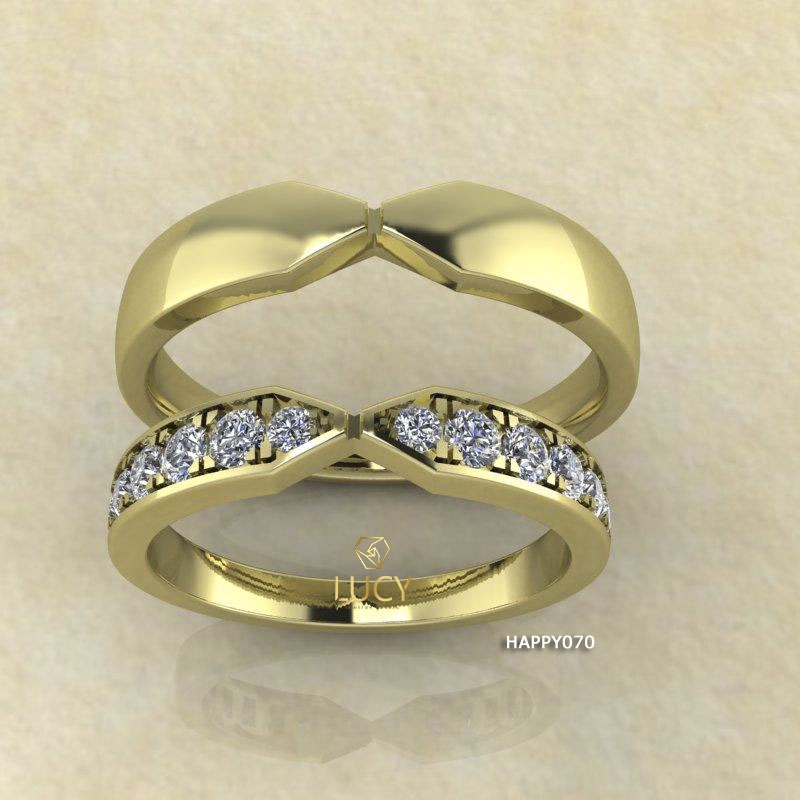 HAPPY070 Nhẫn cưới thiết kế, nhẫn cưới cao cấp, nhẫn cưới kim cương - Lucy Jewelry