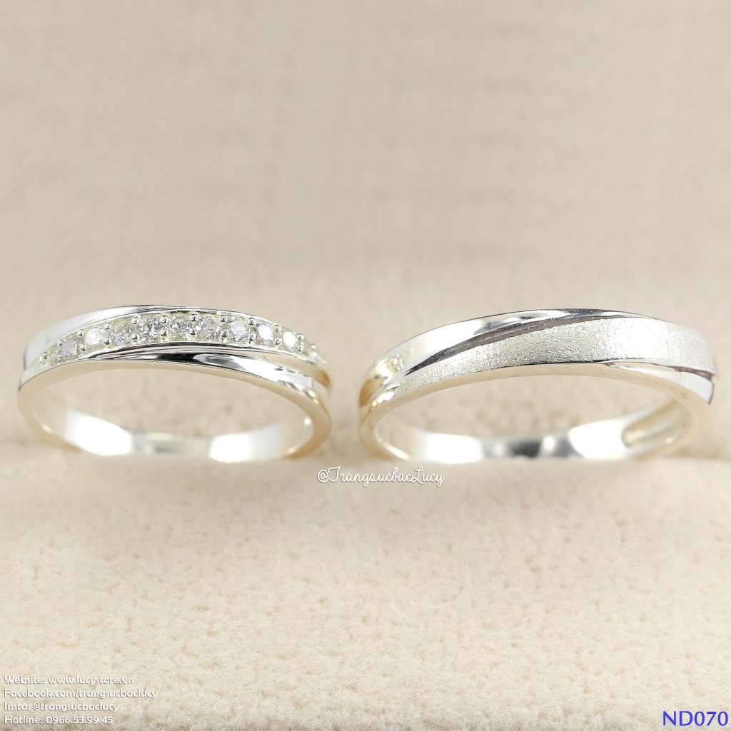 ND070 Nhẫn đôi bạc - Nhẫn cặp bạc - Nhẫn couple bạc đẹp Lucy Jewelry