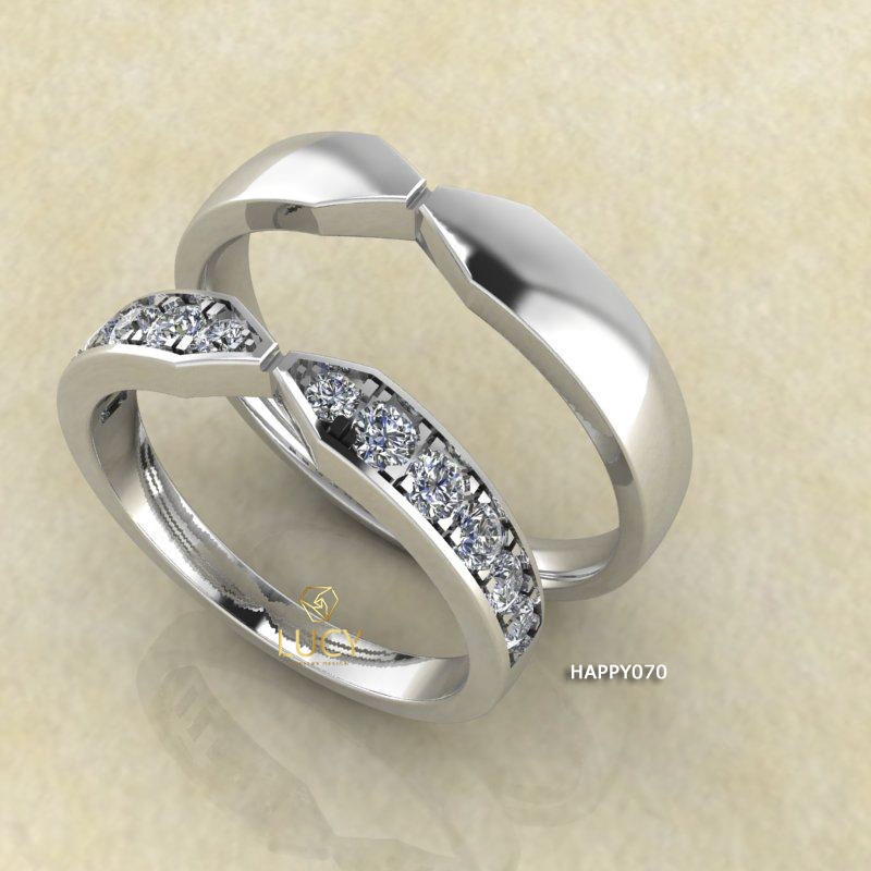 HAPPY070 Nhẫn cưới thiết kế, nhẫn cưới cao cấp, nhẫn cưới kim cương - Lucy Jewelry