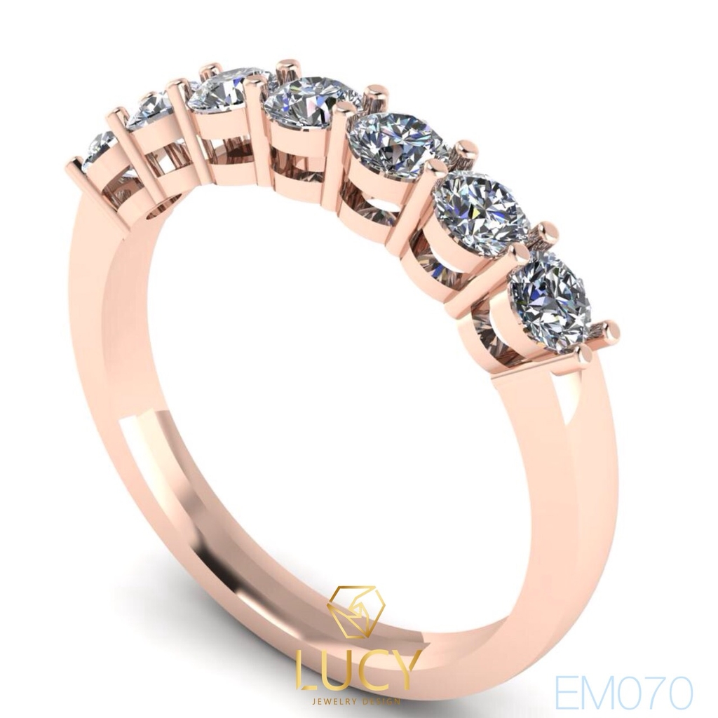 EM070 Nhẫn nữ vàng, nhẫn kết ngang 7 viên 3mm, nhẫn nữ thiết kế - Lucy Jewelry