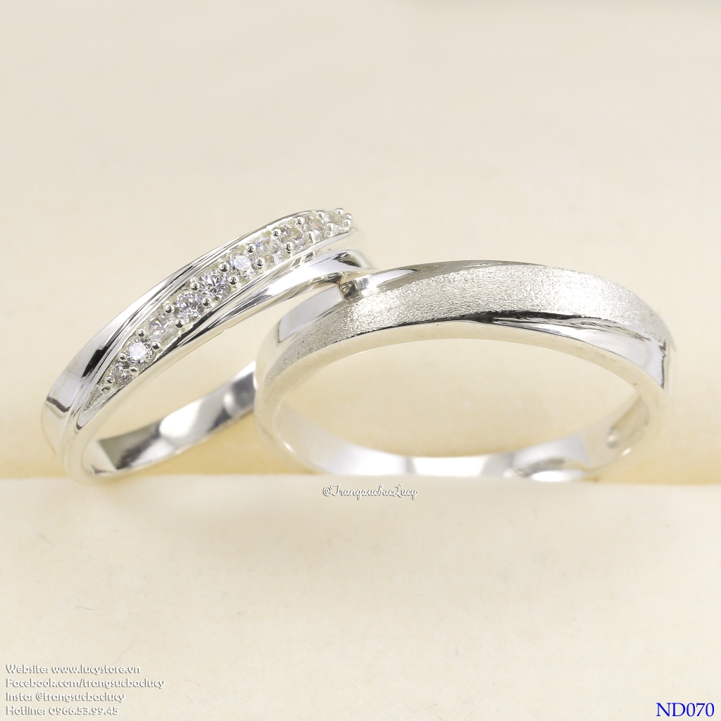 ND070 Nhẫn đôi bạc - Nhẫn cặp bạc - Nhẫn couple bạc đẹp Lucy Jewelry
