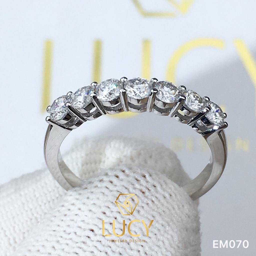 EM070 Nhẫn nữ vàng, nhẫn kết ngang 7 viên 3mm, nhẫn nữ thiết kế - Lucy Jewelry