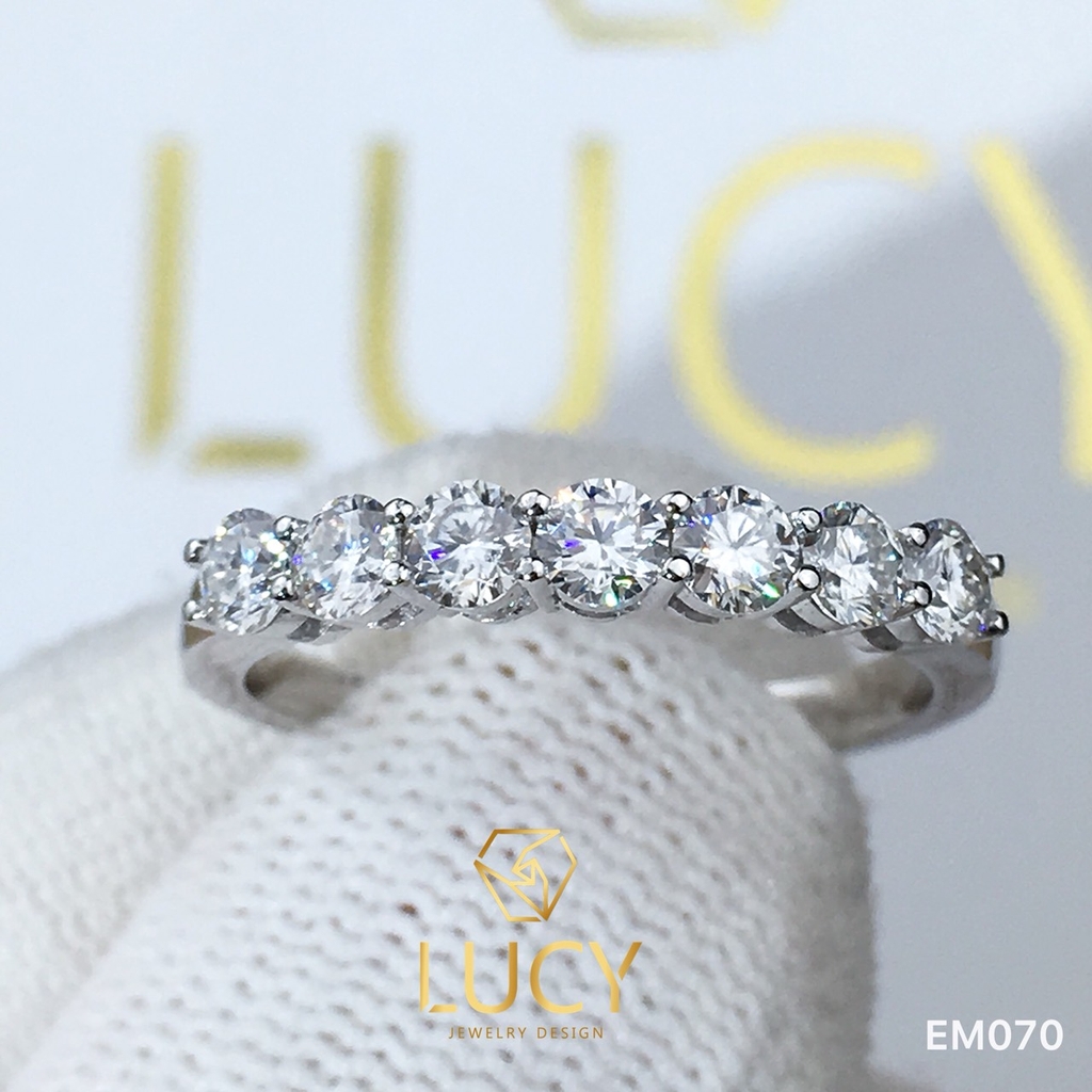 EM070 Nhẫn nữ vàng, nhẫn kết ngang 7 viên 3mm, nhẫn nữ thiết kế - Lucy Jewelry