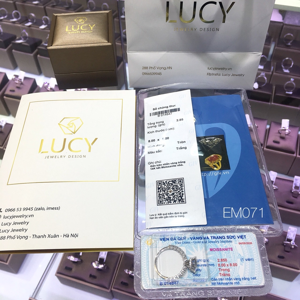 EM071 Nhẫn nữ vàng, nhẫn ổ kim cương 8mm, 8.1mm, nhẫn nữ thiết kế, nhẫn cầu hôn, nhẫn đính hôn - Lucy Jewelry
