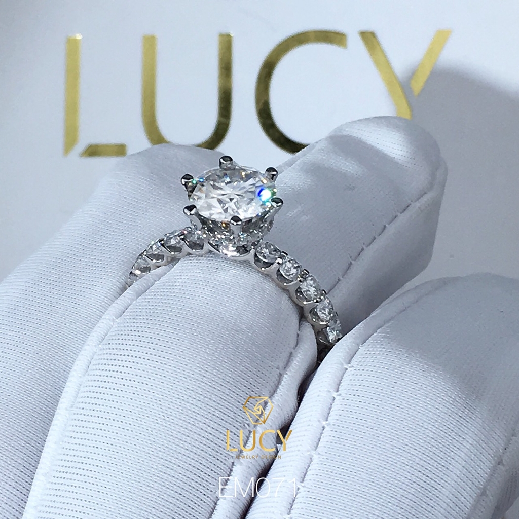 EM071 Nhẫn nữ vàng, nhẫn ổ kim cương 8mm, 8.1mm, nhẫn nữ thiết kế, nhẫn cầu hôn, nhẫn đính hôn - Lucy Jewelry