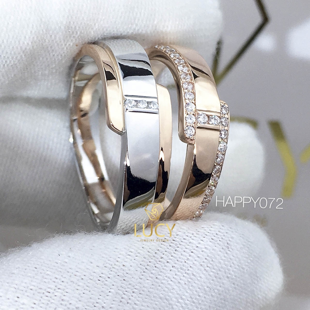 HAPPY072 Nhẫn cưới thiết kế vàng ghép 2 màu - Lucy Jewelry