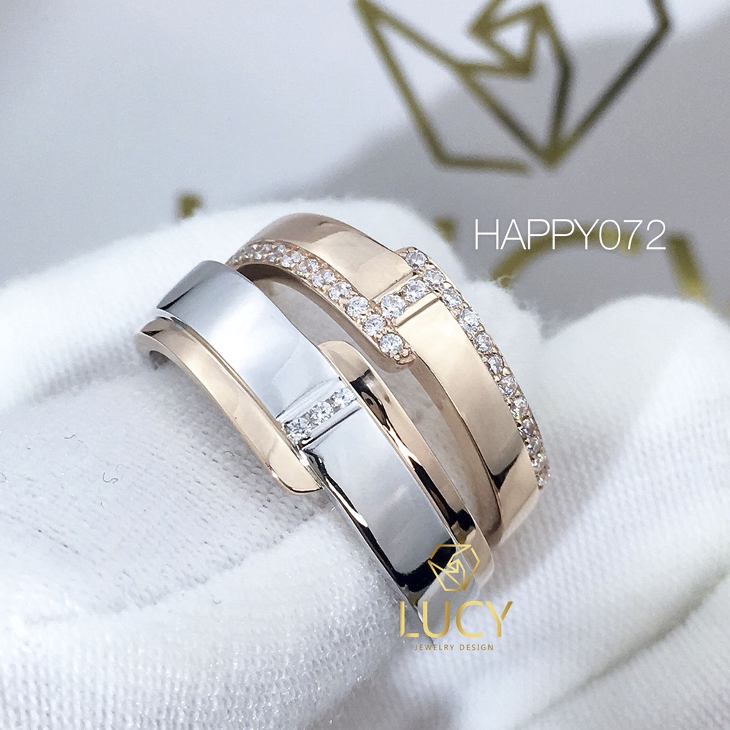 HAPPY072 Nhẫn cưới thiết kế vàng ghép 2 màu - Lucy Jewelry