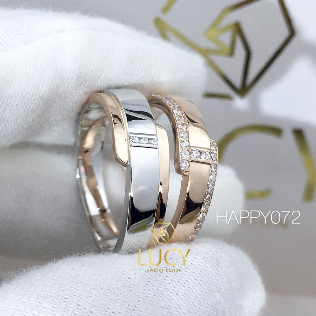 HAPPY072 Nhẫn cưới thiết kế vàng ghép 2 màu - Lucy Jewelry