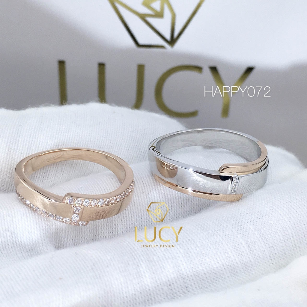 HAPPY072 Nhẫn cưới thiết kế vàng ghép 2 màu - Lucy Jewelry