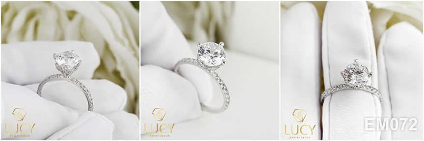 EM072 Nhẫn nữ vàng, nhẫn ổ kim cương 8mm, 8.1mm, nhẫn nữ thiết kế, nhẫn cầu hôn, nhẫn đính hôn - Lucy Jewelry