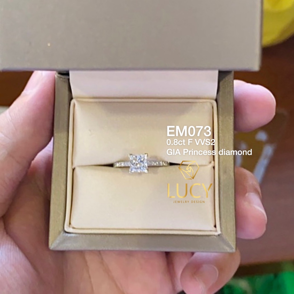 EM073 Nhẫn nữ vàng, nhẫn ổ kim cương vuông Princess 5mm 5.5mm, nhẫn nữ thiết kế, nhẫn cầu hôn, nhẫn đính hôn - Lucy Jewelry
