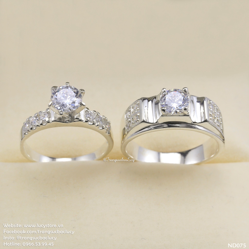 Nhẫn đôi nhẫn cặp bạc Lucy  - ND075