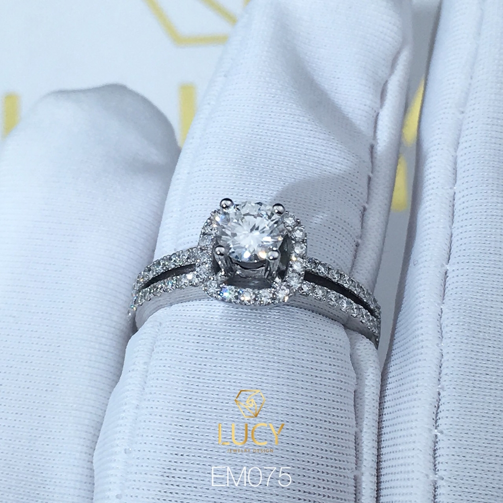 EM075 Nhẫn nữ vàng, nhẫn ổ kim cương 4.5mm, nhẫn nữ thiết kế, nhẫn cầu hôn, nhẫn đính hôn - Lucy Jewelry