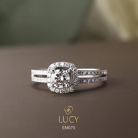 EM075 Nhẫn nữ vàng, nhẫn ổ kim cương 4.5mm, nhẫn nữ thiết kế, nhẫn cầu hôn, nhẫn đính hôn - Lucy Jewelry