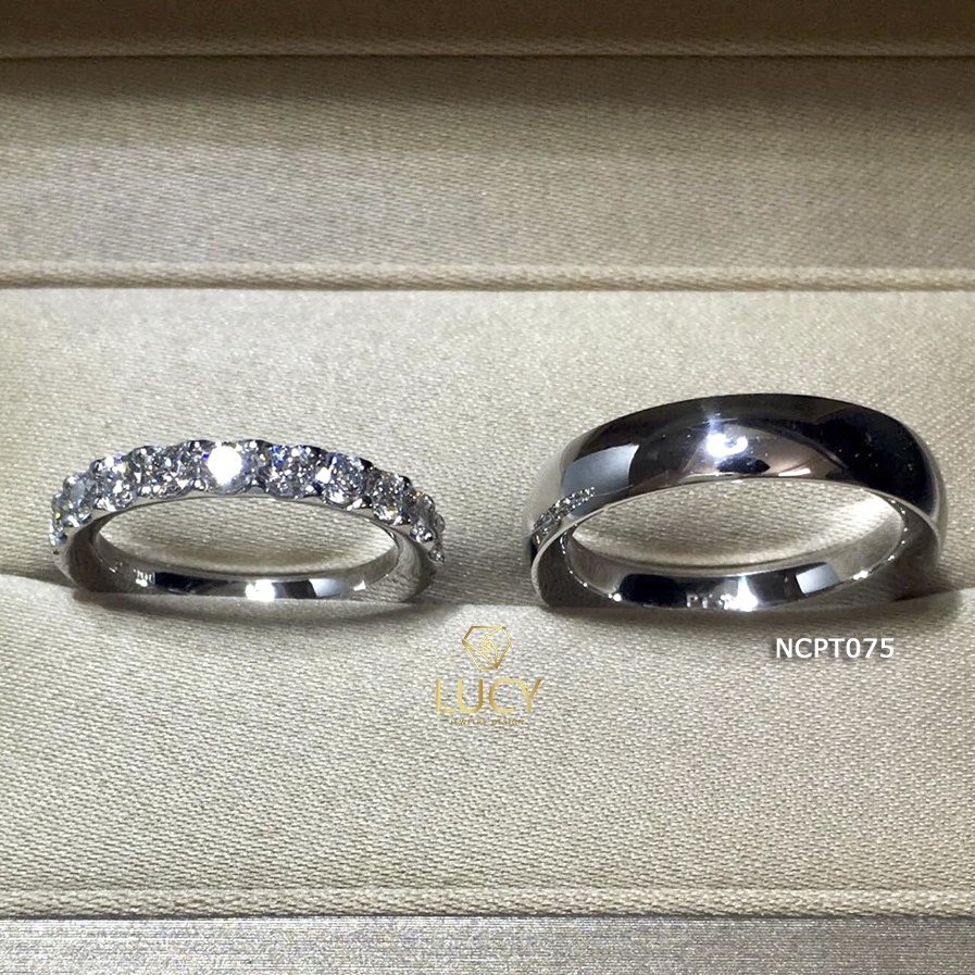 NCPT075 Nhẫn cưới bạch kim cao cấp Platinum 90% PT900 - Lucy Jewelry