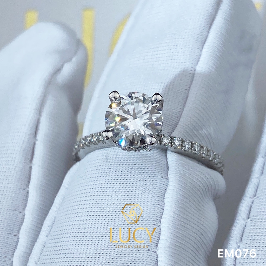 EM076 Nhẫn nữ vàng, nhẫn ổ kim cương 6.3mm, nhẫn nữ thiết kế, nhẫn cầu hôn, nhẫn đính hôn - Lucy Jewelry