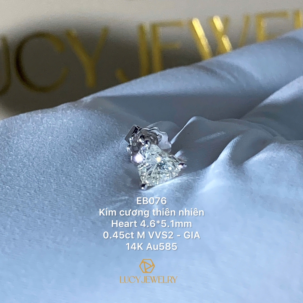 EB076 - Khuyên tai thiết kế, heart cut, 0.45 carat  - Lucy Jewelry