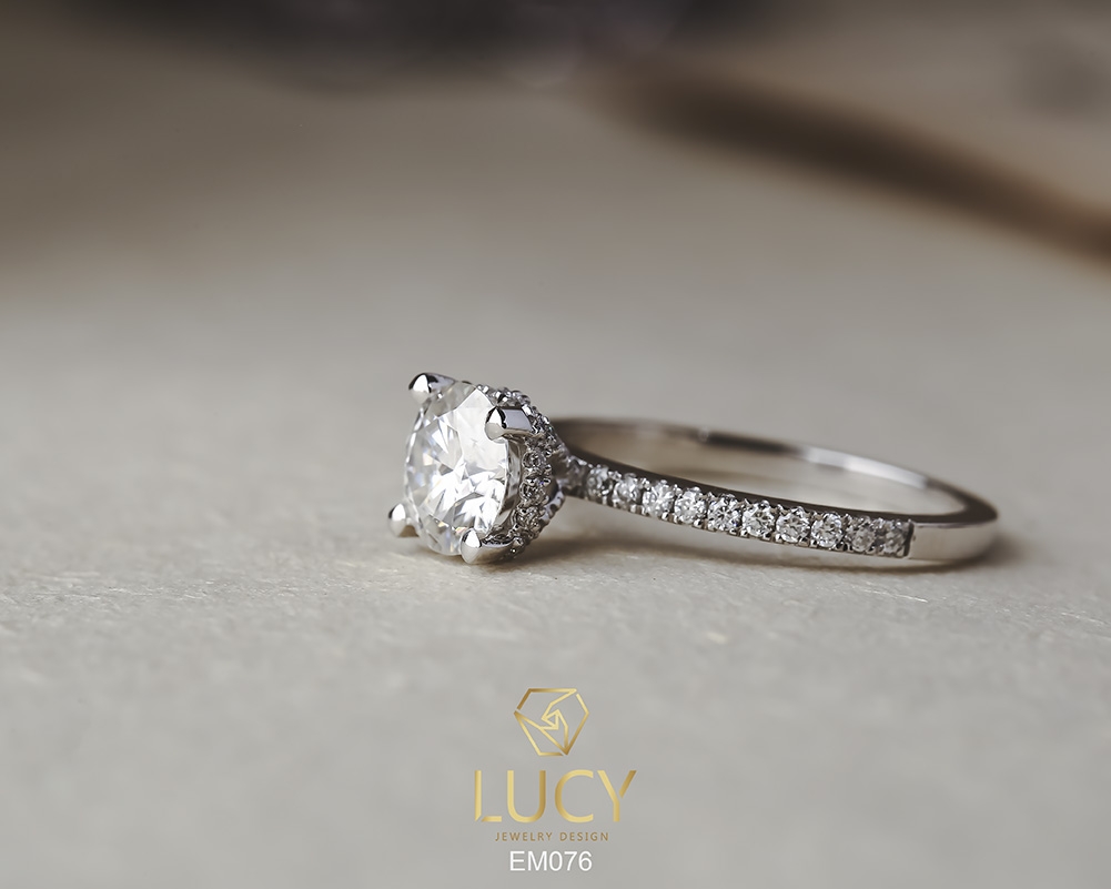 EM076 Nhẫn nữ vàng, nhẫn ổ kim cương 6.3mm, nhẫn nữ thiết kế, nhẫn cầu hôn, nhẫn đính hôn - Lucy Jewelry