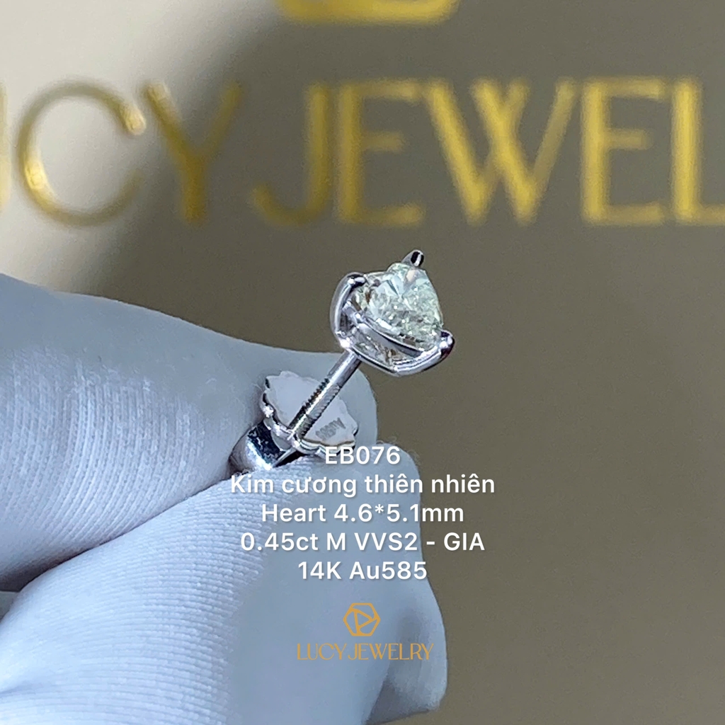 EB076 - Khuyên tai thiết kế, heart cut, 0.45 carat  - Lucy Jewelry