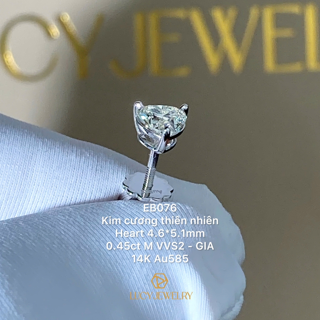 EB076 - Khuyên tai thiết kế, heart cut, 0.45 carat  - Lucy Jewelry