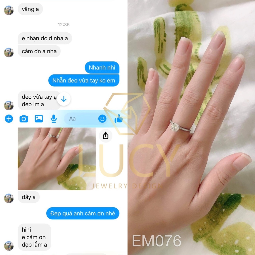 EM076 Nhẫn nữ vàng, nhẫn ổ kim cương 6.3mm, nhẫn nữ thiết kế, nhẫn cầu hôn, nhẫn đính hôn - Lucy Jewelry