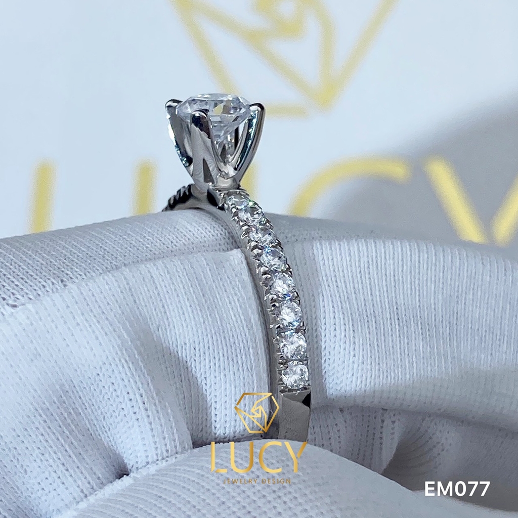 EM077 Nhẫn nữ vàng, nhẫn ổ kim cương 4.5mm, nhẫn nữ thiết kế, nhẫn cầu hôn, nhẫn đính hôn - Lucy Jewelry