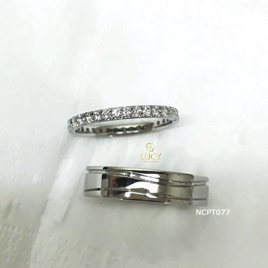 NCPT077 Nhẫn cưới bạch kim cao cấp Platinum 90% PT900 - Lucy Jewelry