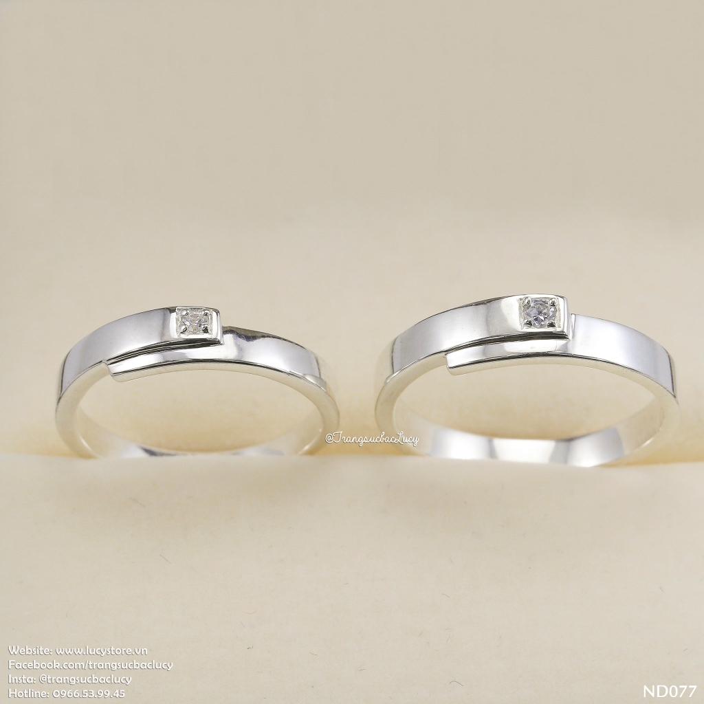 Nhẫn đôi nhẫn cặp bạc Lucy  - ND077