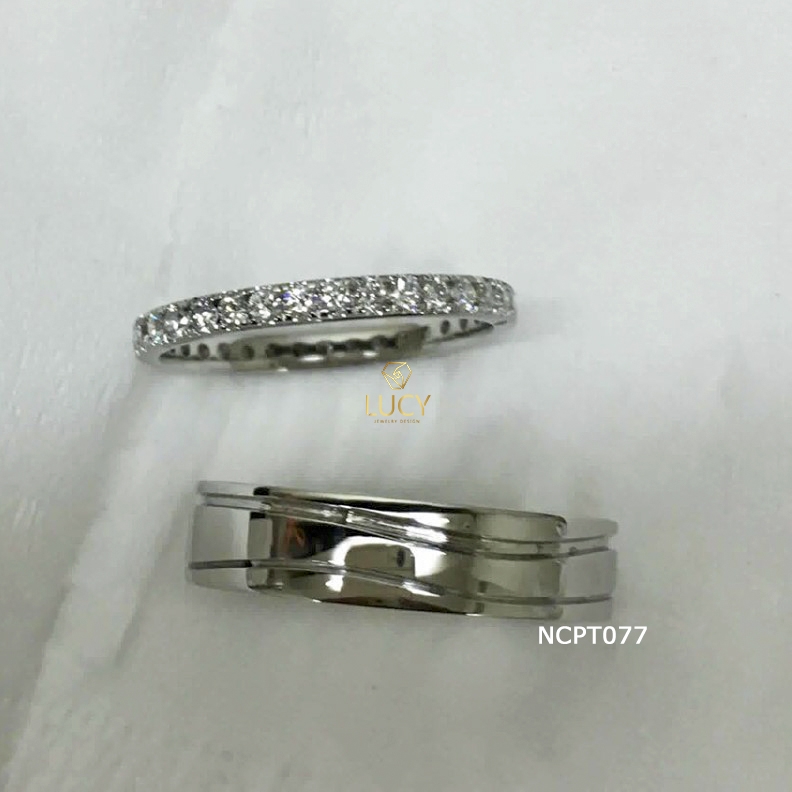 NCPT077 Nhẫn cưới bạch kim cao cấp Platinum 90% PT900 - Lucy Jewelry